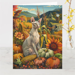 Carte Sphynx Chat Automne Harvest Thankgiving