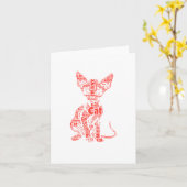 Carte Sphynx Chat Vit Mot Cloud Silhouette Sticker (Fleur jaune)