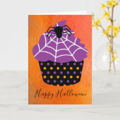 Carte Spider cupcake Halloween thème (Fleur jaune)