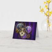 Carte Spider Steampunk sur Arrière - plan pourpre (Fleur jaune)