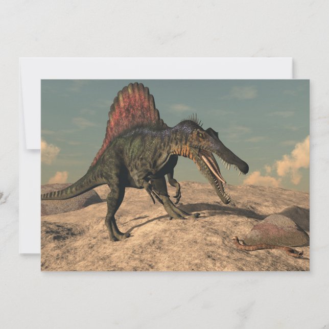 Carte Spinosaurus dinosaure chasse au serpent (Devant)