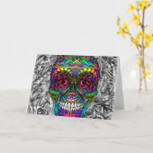 Carte Spiral Zen Candy Skull Abstract Art Dead Head (Fleur jaune)