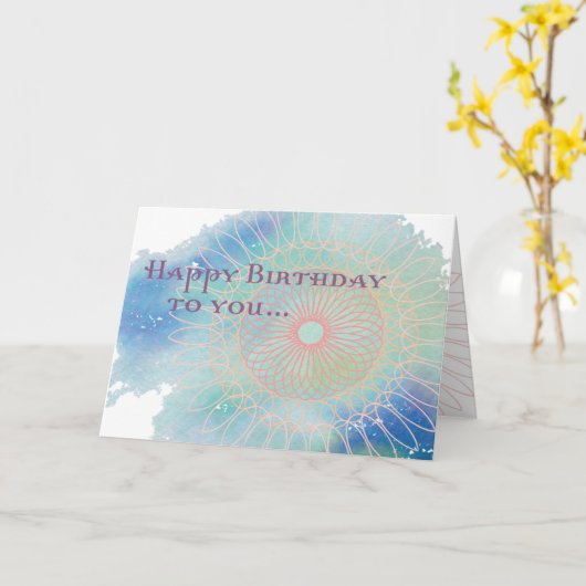 Carte Spirale d'anniversaire (Fleur jaune)
