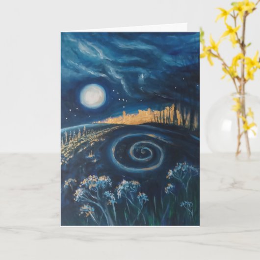 Carte Spirale sous la lune (Fleur jaune)