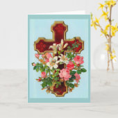 Carte spirituelle de croix et de fleurs (Fleur jaune)