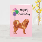 Carte Spitz finlandais avec ballons Joyeux anniversaire (Fleur jaune)