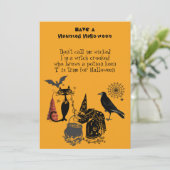 Carte Spooktacular Halloween Poème Chat Noir Corbeau Sor (Debout devant)