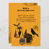 Carte Spooktacular Halloween Poème Chat Noir Corbeau Sor (Devant / Derrière)