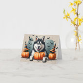 Carte Spooktacular Husky Happy Halloween (Fleur jaune)