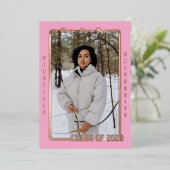 Carte Sport rose clair Faire-part Grad (Debout devant)