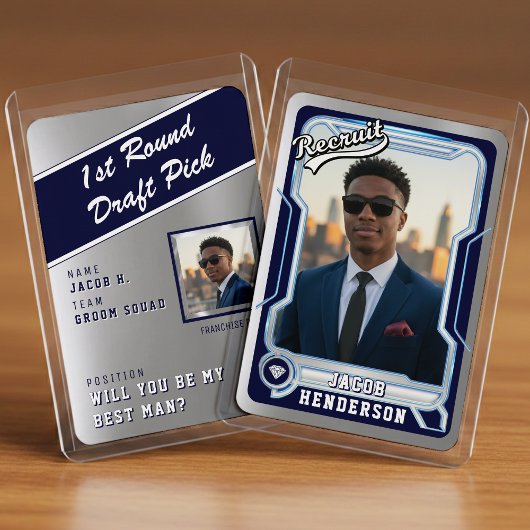 Carte Sports Trading Card Photo Blue Groomsman Proposal