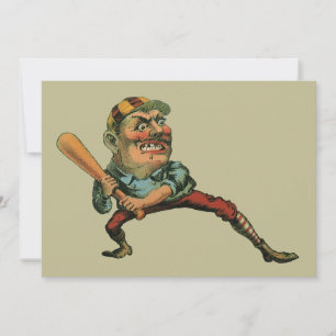 Carte Sports Vintage, joueur de baseball en colère batte