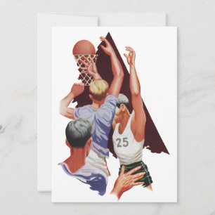 Carte Sports Vintage, Joueurs de Basket-ball dans un Mat
