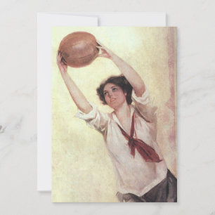 Carte Sports Vintage, joueuse de basket-ball avec ballon