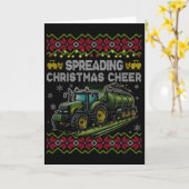 Carte Spreading Christmas Cheer Farming Tractor Ugly Swe (Fleur jaune)