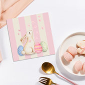 Carte Spring Bunny and Eggs Stripes Square Easter Card