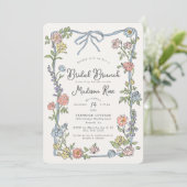 Carte Spring Garden Party Pastel Floral Bridal Brunch (Debout devant)