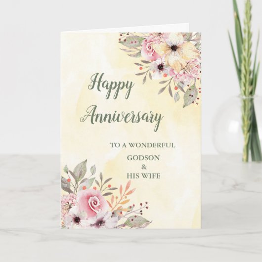 Carte Spring Godson et son anniversaire de femme (Devant)