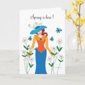 Carte Spring is here Girl in a Garden Card (Fleur jaune)