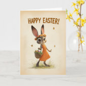 Carte Spring Meadow Bunny with Basket Easter Card (Fleur jaune)