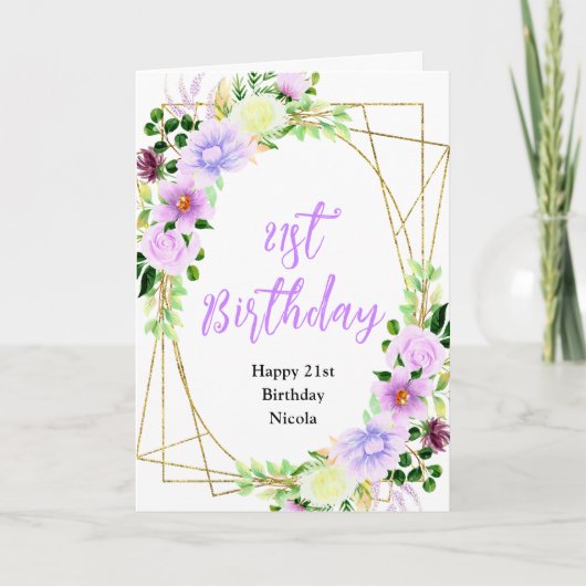 Carte Spring Purple Floral Birthday (Devant)
