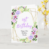 Carte Spring Purple Floral Birthday (Fleur jaune)