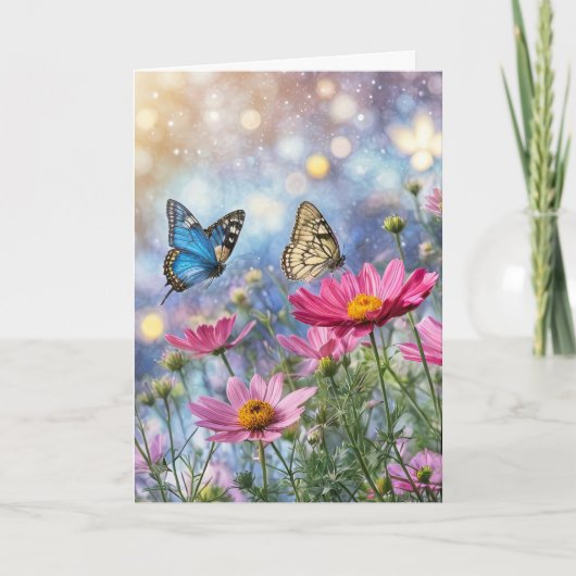 Carte Spring Vernal Equinox Fantasy Butterflies Flowers (Devant)