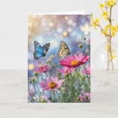 Carte Spring Vernal Equinox Fantasy Butterflies Flowers (Fleur jaune)