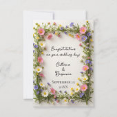 Carte Spring Wildflower Border Wedding Congratulations (Devant)