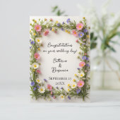 Carte Spring Wildflower Border Wedding Congratulations (Debout devant)