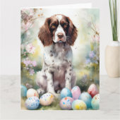 Carte Springer Spaniel Chien avec Oeufs de Pâques Vacanc (Devant)