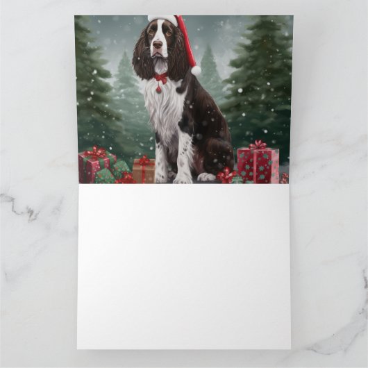 Carte Springer Spaniel Chien dans la neige Noël (Intérieur)