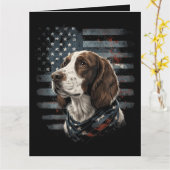 Carte Springer Spaniel Chien Drapeau Américain (Fleur jaune)
