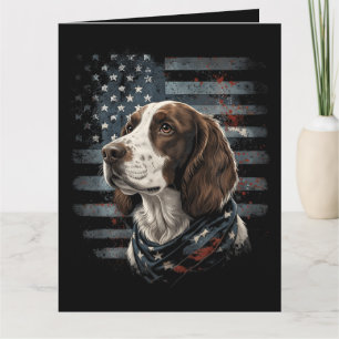 Carte Springer Spaniel Chien Drapeau Américain