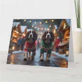 Carte Springer Spaniel Chiens Noël Fête de la neige (Devant)