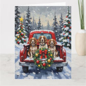 Carte Springer Spaniel Christmas Red Truck Holiday (Devant)