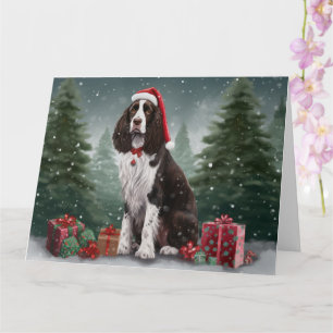 Carte Springer Spaniel dans la neige de Noël