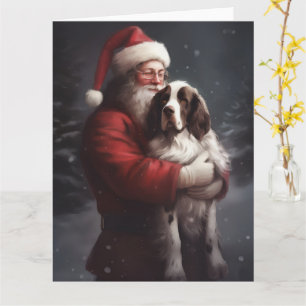 Carte Springer Spaniel Père Noël Noël Festif