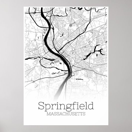 Carte Springfield - Massachusetts - Poster de la c (Devant)