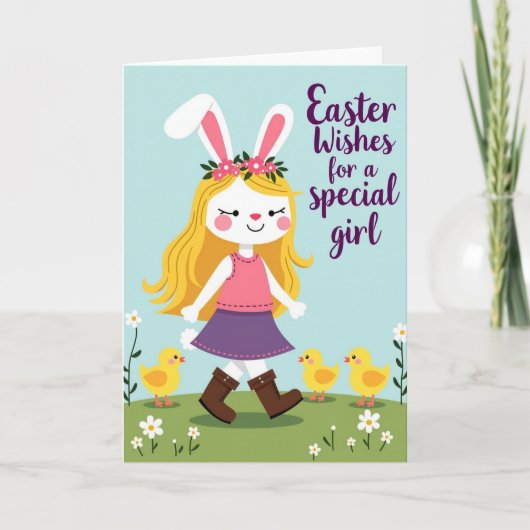 Carte Springtime Joy Girl And Bird Card (Devant)