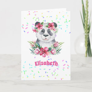 Carte Sprinkings PANDA BEAR Pink Boho Flowers Girls Nomm
