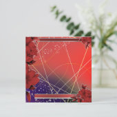 Carte Square Flat Red Floral Design  (Debout devant)
