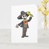 Carte Squelette à la musique avec maracas (Fleur jaune)