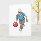Carte Squelette au bowling avec boule de bowling (Fleur jaune)