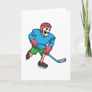 Carte Squelette au hockey sur glace avec Bâton de hockey