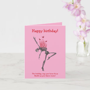 Carte Squelette aux Flammes Rouges Danseuses Anniversair