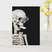 Carte Squelette avec cigarette (Fleur jaune)