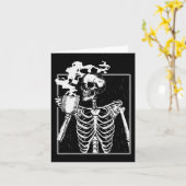 Carte Squelette Boire Café Drôle Crâne Hommes Femmes Hal (Fleur jaune)