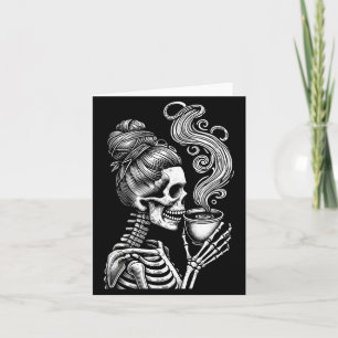 Carte Squelette buvant du café Costume drôle d'Halloween
