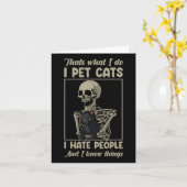 Carte Squelette Chat Kitten Lover Grumpy Crâne Kitty Pet (Fleur jaune)
